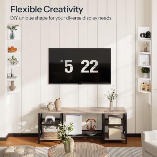 HOOBRO Corner Shelf Wall-Mounted, Set of 2 Floating Corner Shelves for Wall