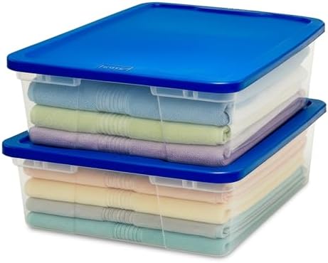 HOMZ Snaplock, Small Clear Plastic Storage Organizer Bins with Lids, 2 Pack