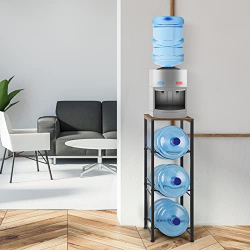 5 Gallon Water Jug Holder 3-Tiers Water Dispenser Stand Rack, Water Bottle Organizer with Storage Shelves for Kitchen Li