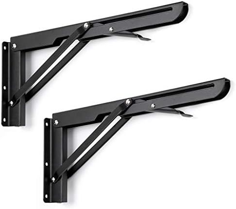 Sumnacon Sturdy Folding Shelf Brackets - Heavy Duty Metal Triangle Table Bench Folding Shelf Brackets, 2 Pcs Folding She