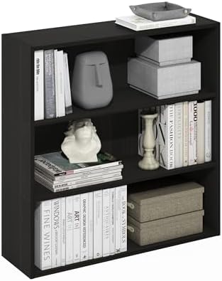 Furinno PASIR Book Shelf, 3-Tier Bookshelf with Open Storage Shelf, Standing Bookcase, 9.3 x 31.3 x 31.5, Easy Assembly,