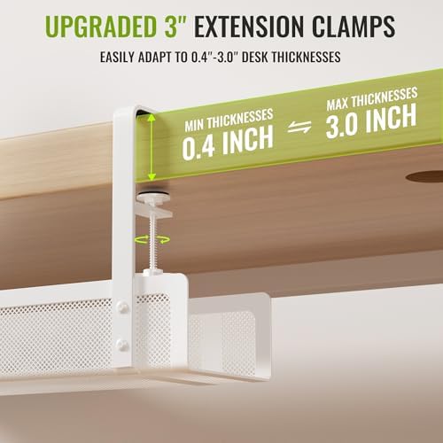 [Upgraded] 2 Pack Cable Management Under Desk Tray, Xpatee 27.6" No Drill Open Slots Cable Management Tray, Cord Wire Or