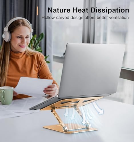 Aoviho Adjustable Laptop Stand for Desk,Portable Laptop Stand Holder and Riser,Foldable Aluminum Notebook Computer Stand