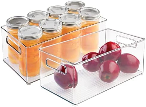 mDesign Deep Plastic Kitchen Storage Organizer Container Bin for Pantry, Cabinet, Cupboard, Shelves, Fridge, or Freezer 