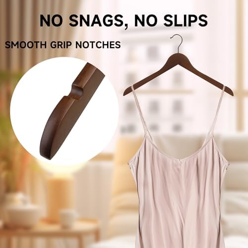 Wooden Top Hangers with 360° Swivel Hook, Walnut, 96-Pack