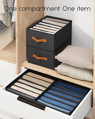 Homsorout Closet Organizers and Storage - Fabric Clothes Organizer with Handles, Foldable Jeans Organizer for Clothes, D