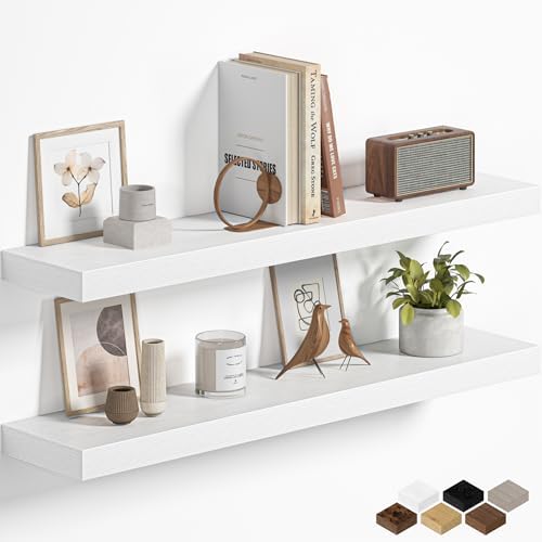 Fun Memories Floating Shelves for Wall 32 Inch, Set of 2 – Wall-Mounted Storage & Display Shelf with Invisible Bracket, 