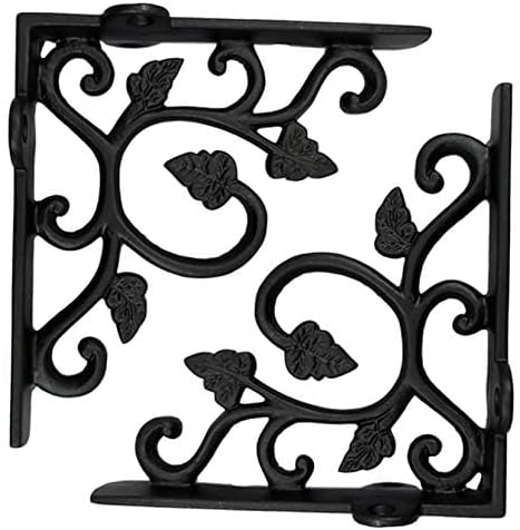 Adonai Hardware Meshezaheel Antique Iron Shelf Bracket (Supplied as 2 Pieces per Pack) - Black Powder Coated