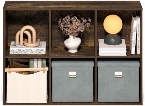 Furinno LUDER Book Shelf, 6-Cube Bookshelf, Bookcase with Open Shelves, 9.5 x 24.6 x 35.4, for Living Room, Bedroom, Hom