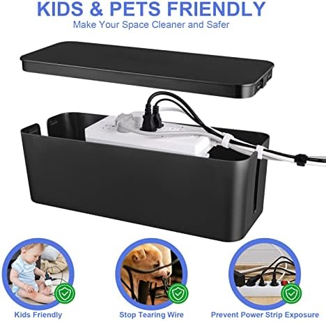 Naeety 3 Pack Cable Organizer Box, Cable Management Box for Surge Protector