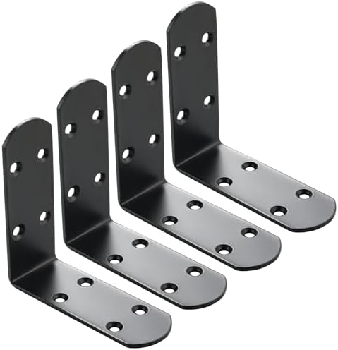 Alise Black 4 Pcs L Brackets, Small Corner Brackets for Wood Furniture