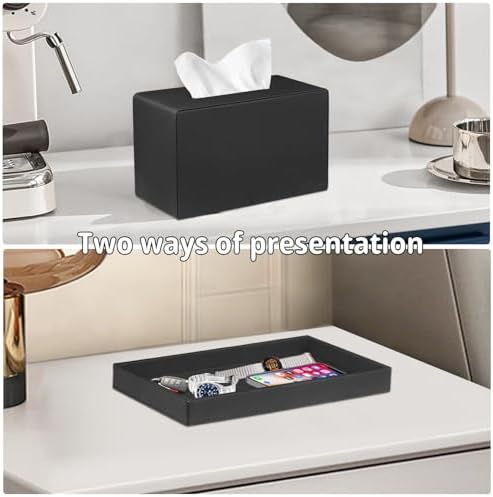 Extra Large Tissue Box Cover with Storage Tray,Rectangle Tissue Box Holder