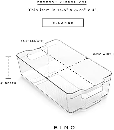 BINO | Stackable Storage Bins, X-Large - 8 Pack | THE STACKER COLLECTION | Clear Plastic Storage Bins | Organization Con