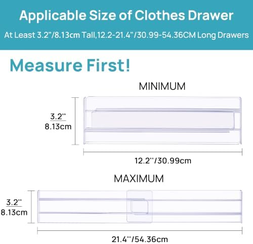Vtopmart Drawer Dividers Organizers 8 Pack, Adjustable 3.2" High Expandable from 12.2-21.4" Kitchen Drawer Organizer, Cl