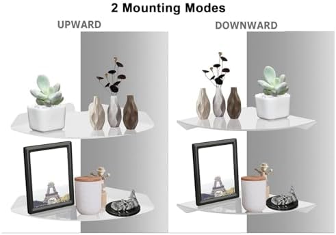 Acrylic Corner Shelves Set of 2, Wall Mount Floating Corner Shelves for Bathroom, Kitchen, Bedroom, Living Room, Office
