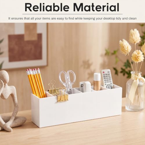 Jetec 6 Compartments Acrylic Pen Holder, Pencil Makeup Brush Holder, White
