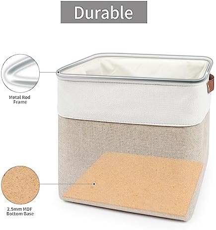 Bagnizer 13x13 Cube Storage Bins, Collapsible Fabric Storage Box, 4 Pack Closet Baskets with Handles for Organizing, She