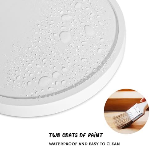 Wood Lazy Susan Turntable Kitchen Decor Round Table Tray, 10" White