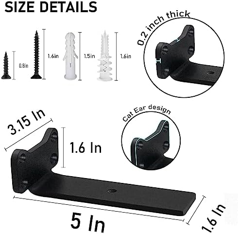 Floating Shelf Brackets Heavy Duty Industrial L Shelf Bracket 1/5 Inch Thick Premium Solid Steel Shelf Supports, Black R