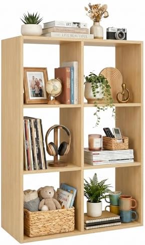 WannabeMyself【Easy Assembly】 6 Cube Storage Organizer with Anti-Tipping Kits,Reversible Open Back Book Shelf, Bookcase f