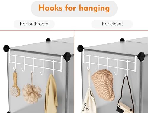 HOMIDEC 6 Light Grey Cube Storage Organizer, Modular Storage Shelf with Hammer, Cube Storage Bin Cabinet Closet Bookshel