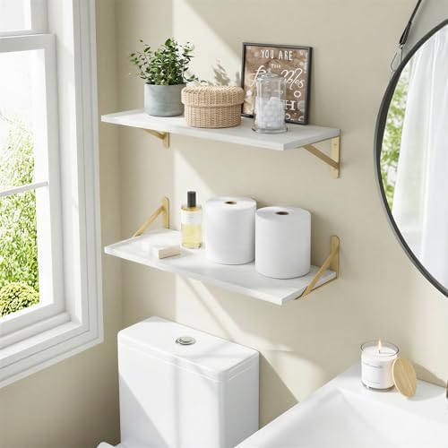 Fixwal 2pcs 10 in Deep Floating Shelves for Wall (White, 23.6" L)