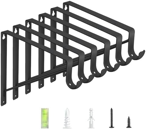6-Pack Closet Rod Bracket, 10.8x10.8Inch Closet Shelf Brackets Heavy Duty Wall Mounted, Matte Black Steel Closet Rod Sup