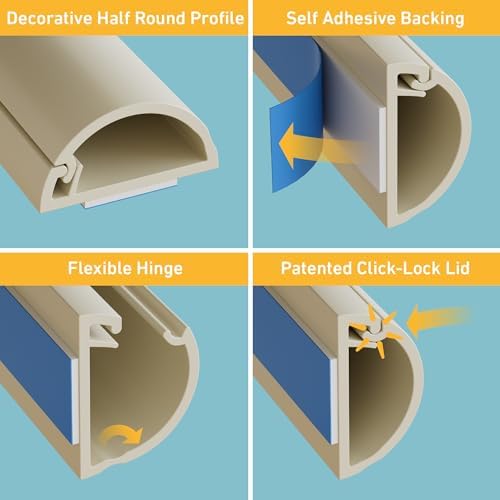 D-Line 157in Cord Hider Kit, Patented Cable Cover, Hide Wires on Wall, Channel for TV Mount Cords, Raceway Wire Hiders, 