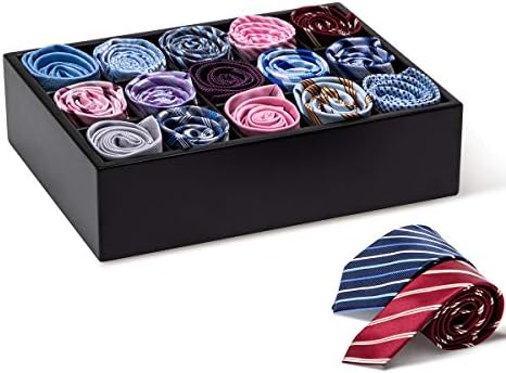 GOBAM Bamboo Closet Drawer Organizer, 15 Compartments - Drawer Divider & Storage Box for Ties, Bras, Briefs, Socks & Jew