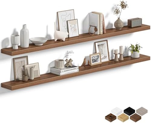 Fun Memories Floating Shelves for Wall 72 Inch, Set of 2 – Wall-Mounted Storage & Display Shelf with Invisible Bracket, 
