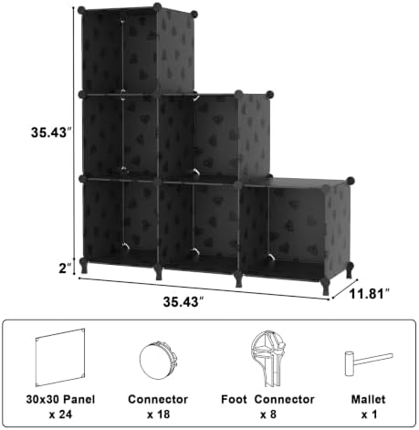 UNKU 6 Cube Storage Organizer, Closet Organizer Storage Shelves, Black