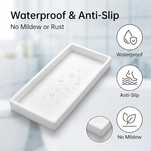 BBK 2PC Countertop Vanity Tray 7.8" & 11.8" Set Bathroom Tray Silicone