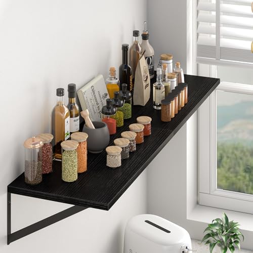 Heimlove 28W x 12D Deep Floating Shelves Set of 2 Black