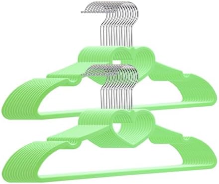 Plastic Hanger 20 Pack, Green Plastic Coat Hangers - Ultra Thin, Space Saving, Heart-Shaped, 360° Swivel Hook - Strong and Durable for Adults
