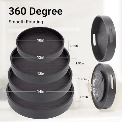 10in Black Bamboo Lazy Susan Turntable Organizer for Pantry