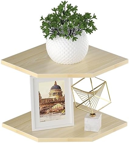 JJL Corner Shelves, 12 Inch Corner Shelf Wall Mounted with Wire Hole, 2 Tier 13.3 Inch Deep Wooden Corner Hanging Shelvi