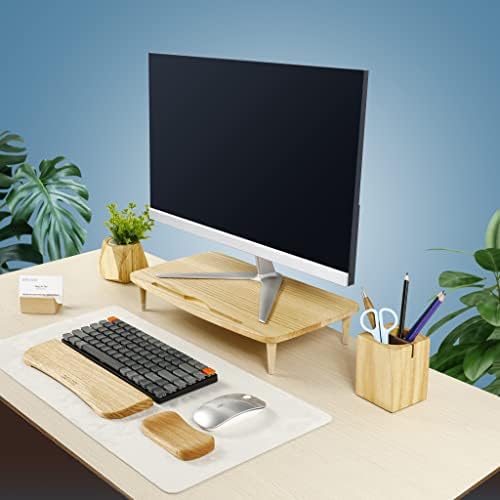 Wooden Monitor Stand Riser for Computer Monitor – A Sturdy Computer Stand to Elevate Your Screen and Reduce Eye Strain a