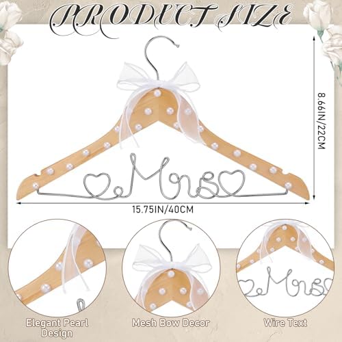 Honeydak Wood Bridal Hanger for Wedding Dress,Natural,Pearl