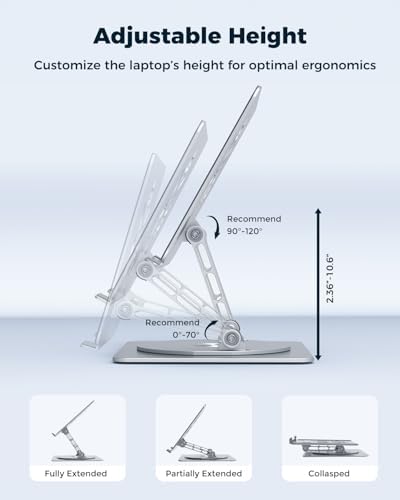 Aoviho 360° Rotating Laptop Stand for Desk | Adjustable, Foldable, Portable Aluminum Ergonomic Riser | Compatible with M