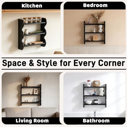 Aboacen 100% Solid Wood Bathroom Wall Shelves, Water Proof Shelves for Wall
