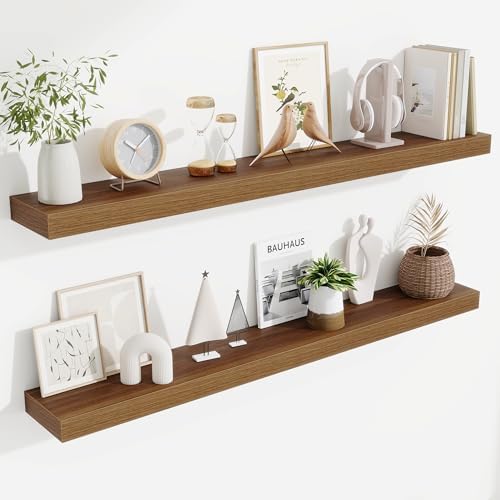 Fun Memories Floating Shelves 48 Inch, Extra Large Wood Shelf Set of 2, Hanging Wall Shelves for Bathroom, Living Room, 