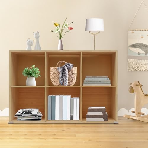 Solid Wood 6 Cube Storage Organizer Small Bookshelf for Small Spaces Wooden Cube Shelf Bookcase Floorstanding Storage Sh