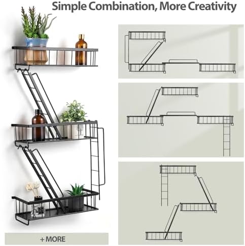 SweetSage Fire Escape Wall Shelf - New York Decorative Ladder Shelf, Wall Art Floating Shelf Black Metal Shelves for Bed