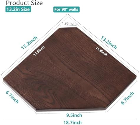 Corner Wall Shelves Set 2 Wire Hole Solid Oak Wood Display Shelf ,Walnut