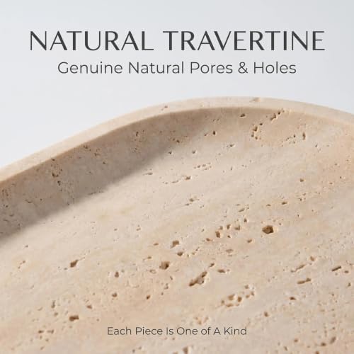 Travertine Bathroom Vanity Tray, 12"x6" Decorative Marble Tray for Kitchen Countertop, Elegant Stone Catchall Organizer 