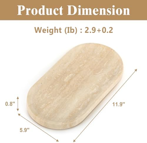 Natural Travertine Vanity Tray - Decorative Stone Marble Tray for Bathroom Countertop, Elegant Organizer for Home Decor,