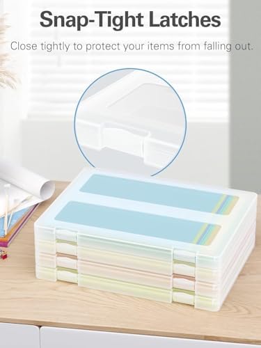 8-Pack A4 Plastic Paper Organizer Box, Scrapbook Storage for 8.5” x 11” Letter Papers, Portable Document Holder, Board G