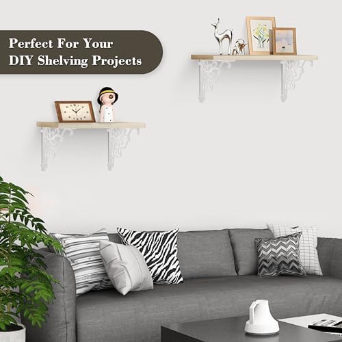 Z Metnal Cast Iron Heavy Duty Shelves Bracket, 9.75 inch Decorative Shelf Brackets, 90° Right Angle Wall Hanging, Vintag