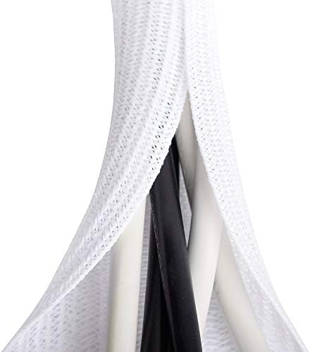 6.6ft - 4/5 inch White Cable Sleeve, Cable Organizer for Desk PC TV Computer, Wire Protector Cable Wrap Cover, Cord Mana