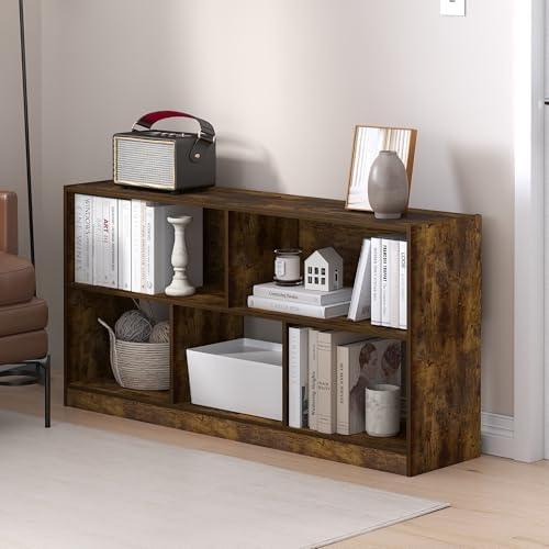 Furinno DALY Book Shelf, 5-Cube Bookshelf, Horizontal Cube Storage Organizer Bookcase, 10.9 x 47.2 x 23.6, for Living Ro